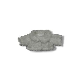 Build-A-Bear Workshop Faux Fur Shrug Plush OS White Silver Glitter Bolero Jacket